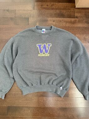 Vintage Russell Atheltic Washington Huskies Boxy Crewneck Sweater Grey Size L